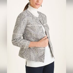 Chico's Nordic Jacquard Open Jacket Size 3